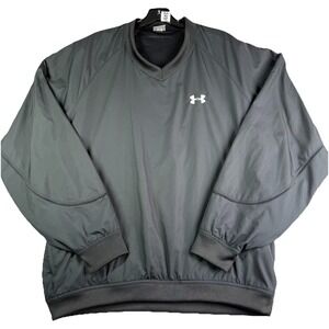 Under Armour Golf Pullover Windbreaker Men's Large V-Neck Golfer Black READ